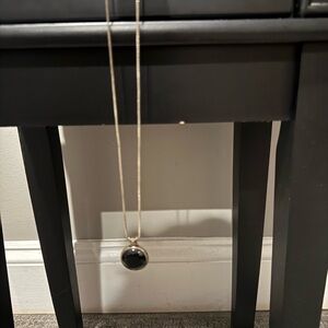 Silver Necklace with Black Pendant
